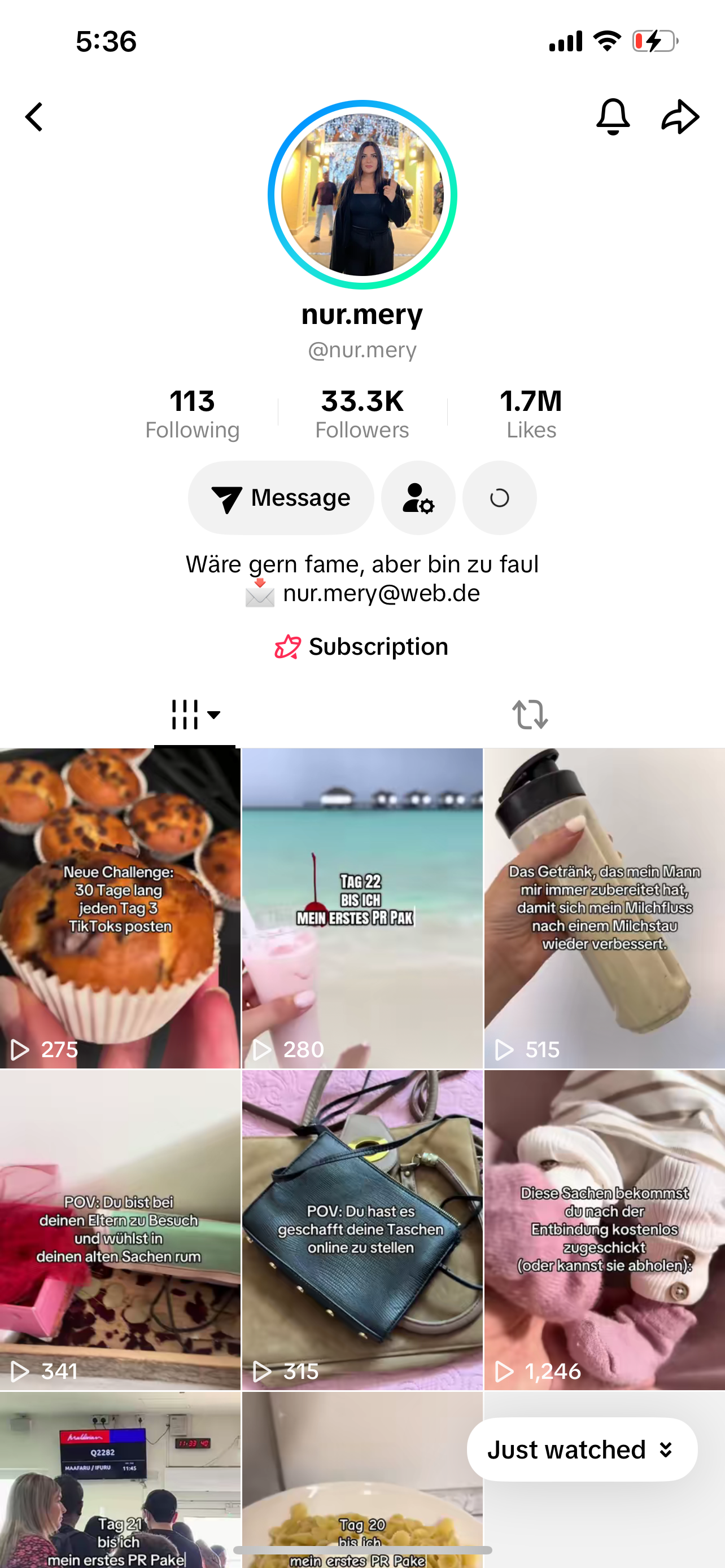 USA TikTok account 33k followers