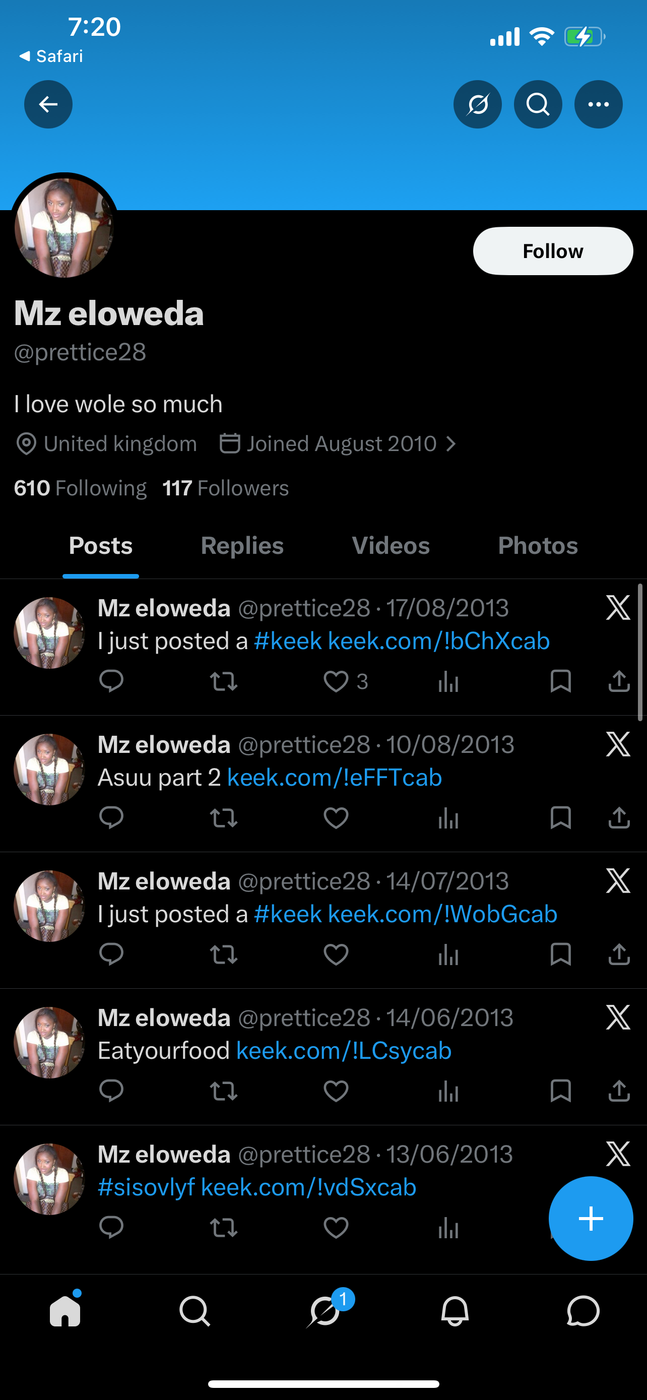 X account 117 followers