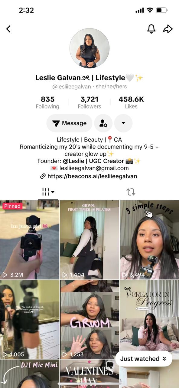 TikTok account 3k followers